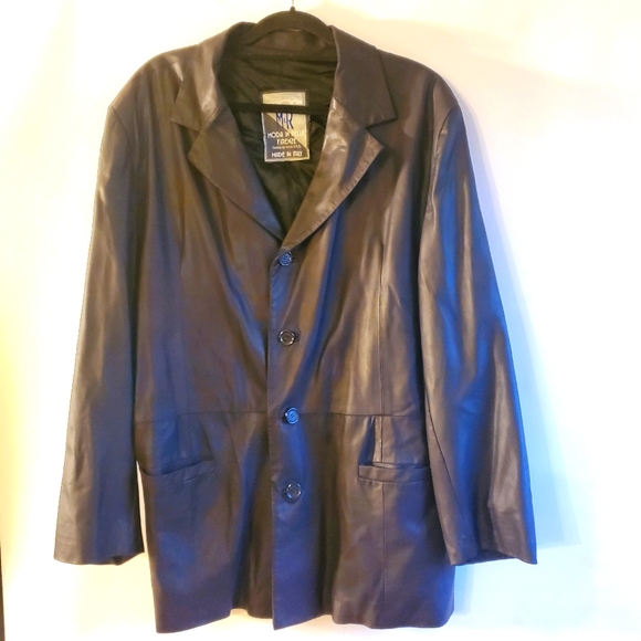 M&R MODA MEN'S LEATHER BLAZER JACKET PELLE FIRENZE MADE IN ITALY SIZE SEE LIST